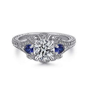 Sapphire & Diamond Vintage Engagement Ring
