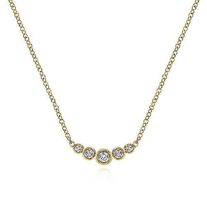 Curved Bezel Set Diamond Bar Necklace