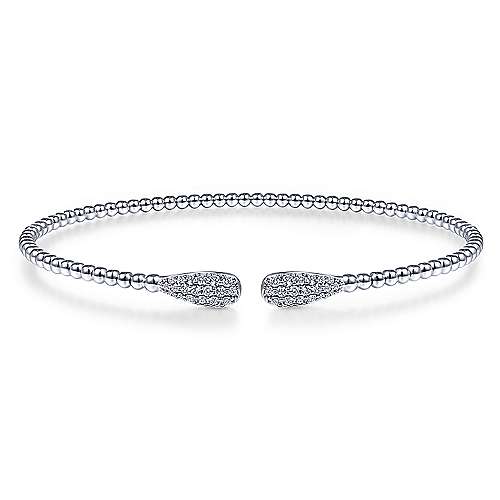 14k White Gold & Diamond Bangle