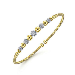 Beaded Pave Diamond Station Bangle