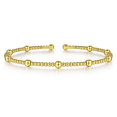 Yellow Gold Beaded Segmented Bangle