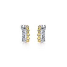 Load image into Gallery viewer, 14k Yellow-White Gold Diamond Huggie Earrings
