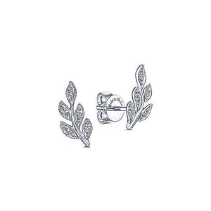 Diamond Leaf Stud Earrings