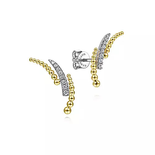Diamond & Beaded Curved Earrings