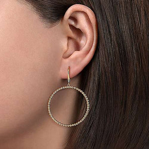 Beaded Gold Drop Hoop Earrings