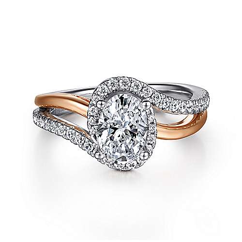 Two Tone Twist Diamond Engagement Ring