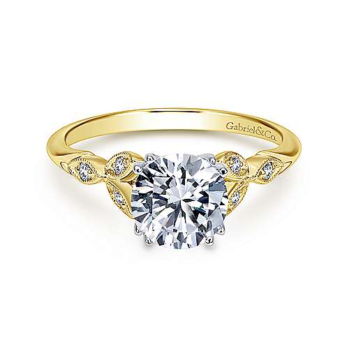 14k Yellow-White Gold Vintage Engagement Ring