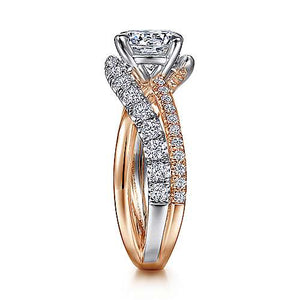 White- Rose Gold Free Form Engagement Ring