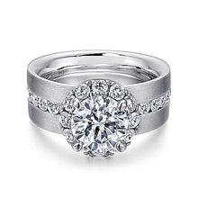 Load image into Gallery viewer, Satin Channel Set Wide Band Engagement Ring