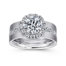 Load image into Gallery viewer, Satin Channel Set Wide Band Engagement Ring