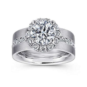 Satin Channel Set Wide Band Engagement Ring