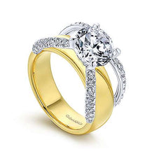 Load image into Gallery viewer, Two Toned Wide Band Diamond Engagement Ring