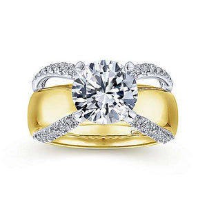 Two Toned Wide Band Diamond Engagement Ring