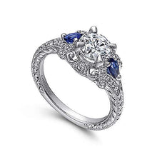 Load image into Gallery viewer, Sapphire &amp; Diamond Vintage Engagement Ring