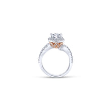 Load image into Gallery viewer, Curved Shank Round Halo Engagement Ring