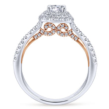 Load image into Gallery viewer, Double Square Halo Engagement Ring - Rose Accent