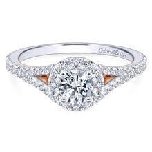 Load image into Gallery viewer, Two Tone Round Halo Engagement Ring