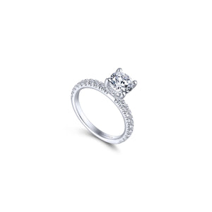 Classic Solitaire With Diamond Accents Engagement Ring