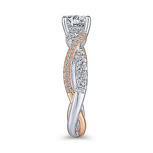 14k White-Rose Twisted Diamond Engagement Ring