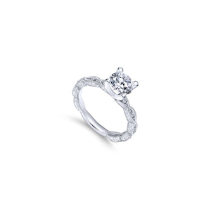 14k Milgrain Engraved Engagement Ring