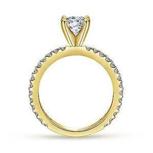 14k Yellow-White Gold Straight Line Diamond Engagement Ring