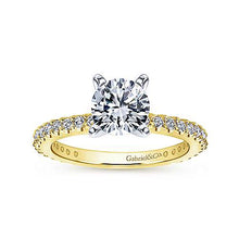 Load image into Gallery viewer, 14k Yellow-White Gold Straight Line Diamond Engagement Ring