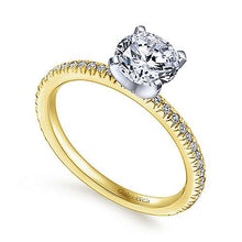 Load image into Gallery viewer, Classic Straight Line Diamond Band Semi Mount Engagment Ring - Yellow Gold