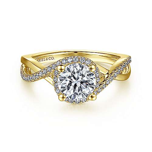 Diamond Crossover Engagement Ring - Yellow Gold