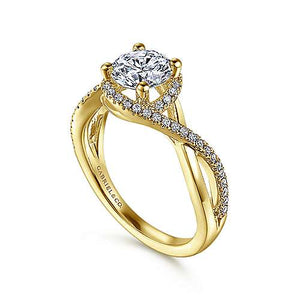 Diamond Crossover Engagement Ring - Yellow Gold