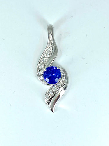 Ladies Blue Topaz & Diamond Pendant