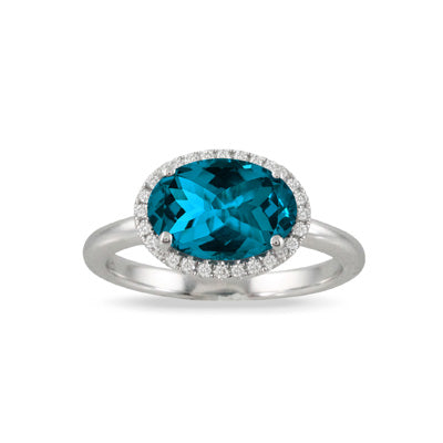 Oval London Blue Topaz & Diamond Fashion Ring