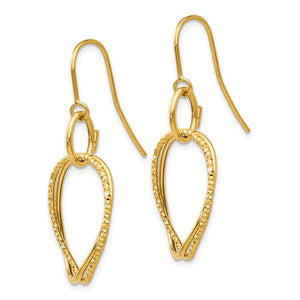 Textured & Polished Dangle Earrings - Yellow Gold