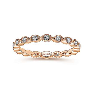 14k Rose Gold Marquise Station Band