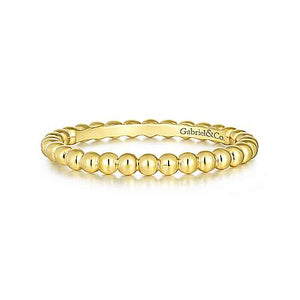 14k Yellow Gold Beaded Stackable Band