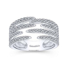 Load image into Gallery viewer, 14k White Gold Open Wide Band Pave Ring