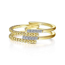 Load image into Gallery viewer, 14k Yellow Beaded and Diamond Open Ring