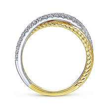 Load image into Gallery viewer, 14k Yellow Gold and Diamond Crossover Ring
