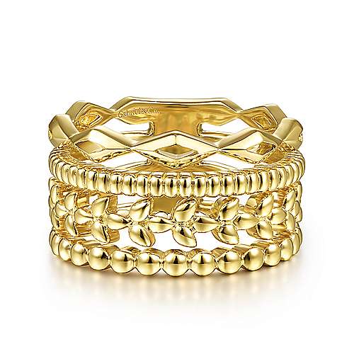 Multi Stack Yellow Gold Fashion Ring