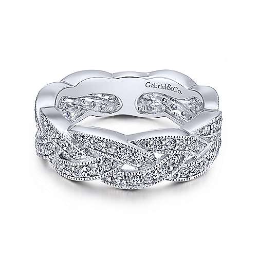 14k White Gold Diamond Braided Ring
