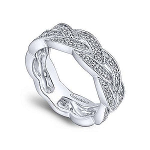 14k White Gold Diamond Braided Ring