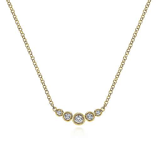 Curved Bezel Set Diamond Bar Necklace