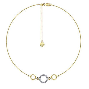 14k Yellow Gold and Pave Diamond Choker Necklace
