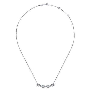 Rectangular Baguette and Diamond Station Necklace