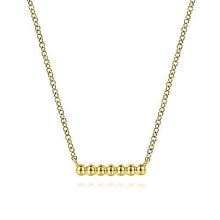 Load image into Gallery viewer, 14k Yellow Gold Beaded Bar Necklace