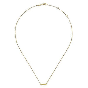 14k Yellow Gold Beaded Bar Necklace