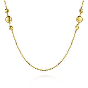 32" Yellow Gold Stationed Necklace