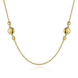 32" Yellow Gold Large Stationed Necklace