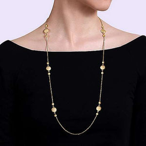 32" Yellow Gold Large Stationed Necklace
