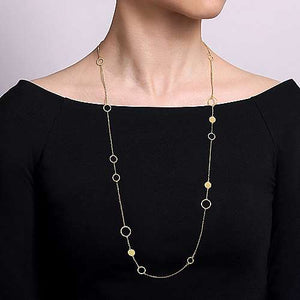 32" Yellow Gold Fashion Station Necklace
