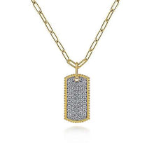 Load image into Gallery viewer, Paperclip + Diamond Dog Tag Necklace